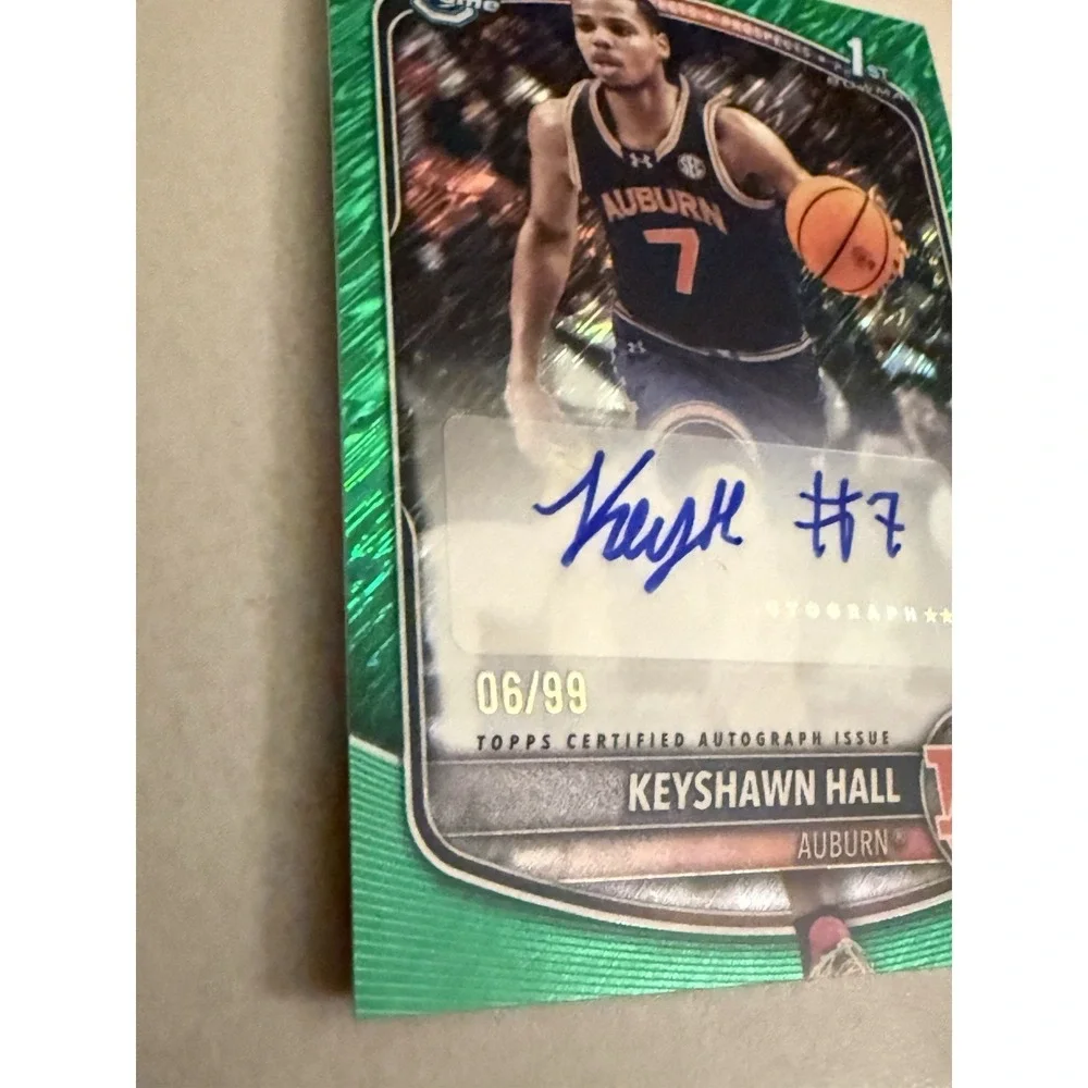 2025-26 Bowman Keyshawn Hall Chrome‎ Auto Green Geometric Refractor 1st #/99